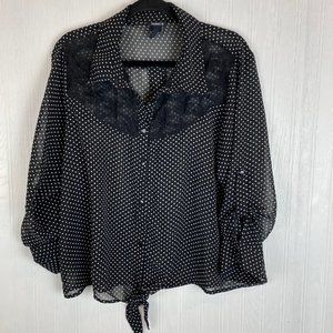 Torrid Sheer black polka dot top size‎ XL